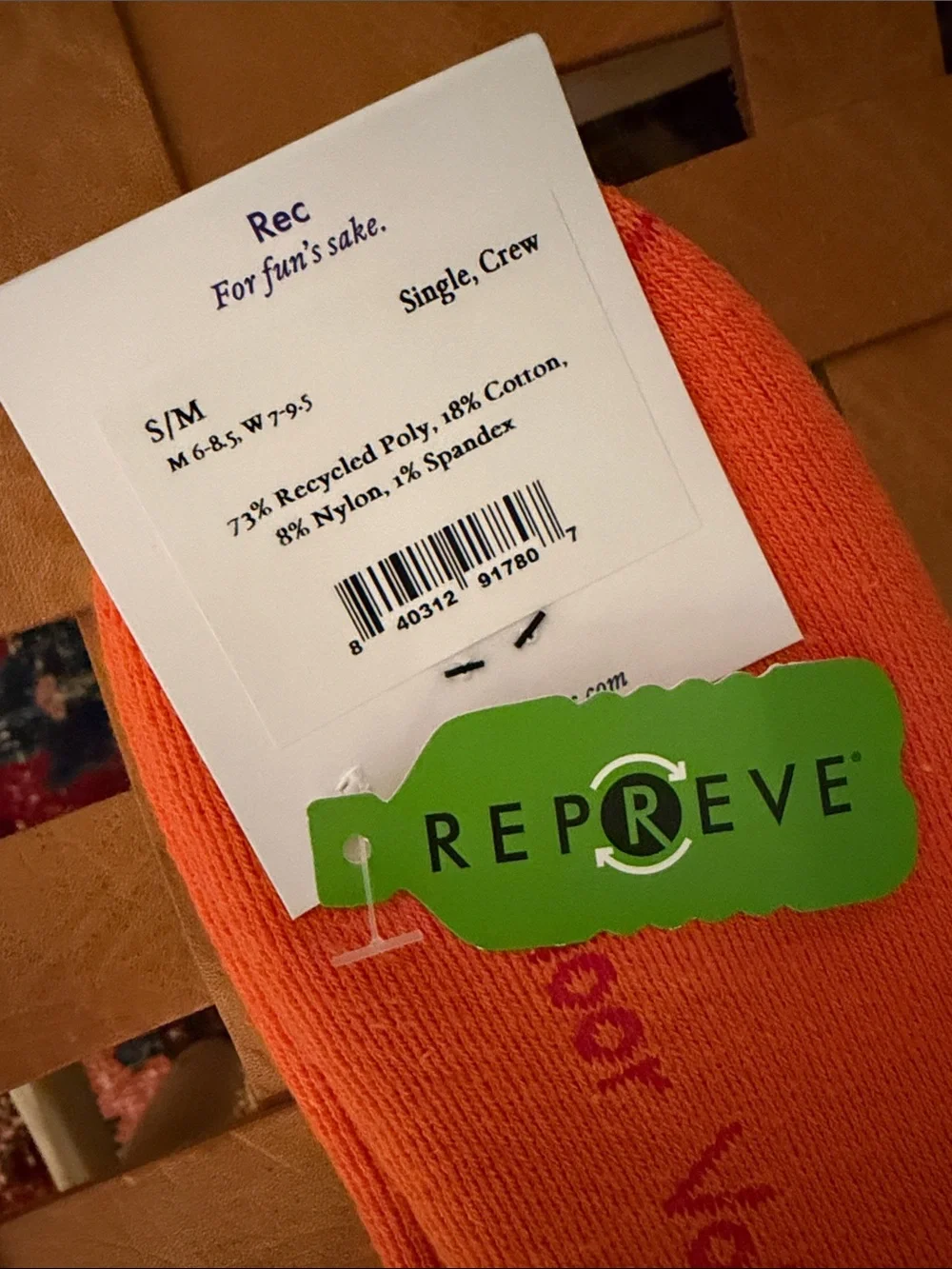 Outdoor Voices Crew Socks – Orange – S/M (Men's 6-8.5, Women's 7-9.5)